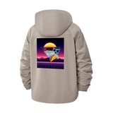 Retro Futuristic Pizza Cat Unisex Full-Zip Printed Waterproof Hooded Windbreaker