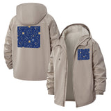 Celestial Star and Moon Unisex Full-Zip Printed Waterproof Hooded Windbreaker