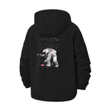 Astronaut Motif Unisex Full-Zip Printed Waterproof Hooded Windbreaker