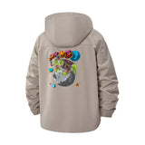 Space Explorer Frog Unisex Full-Zip Printed Waterproof Hooded Windbreaker
