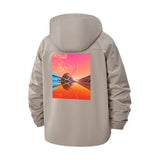 Futuristic Digital Horizon Unisex Full-Zip Printed Waterproof Hooded Windbreaker