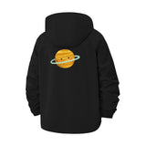 Cute Saturn Planet Unisex Full-Zip Printed Waterproof Hooded Windbreaker