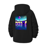 Surreal Geometric Landscape Unisex Full-Zip Printed Waterproof Hooded Windbreaker