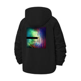 Abstract Vivid Wave Unisex Full-Zip Printed Waterproof Hooded Windbreaker
