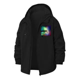 Abstract Vivid Wave Unisex Full-Zip Printed Waterproof Hooded Windbreaker