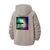 Abstract Vivid Wave Unisex Full-Zip Printed Waterproof Hooded Windbreaker