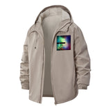 Abstract Vivid Wave Unisex Full-Zip Printed Waterproof Hooded Windbreaker
