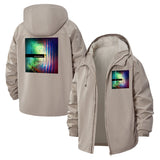 Abstract Vivid Wave Unisex Full-Zip Printed Waterproof Hooded Windbreaker