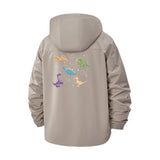Cartoon Dinosaurs Unisex Full-Zip Printed Waterproof Hooded Windbreaker