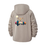 Geometric Owl Moon Unisex Full-Zip Printed Waterproof Hooded Windbreaker