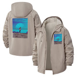 Moonlit Silhouette Unisex Full-Zip Printed Waterproof Hooded Windbreaker