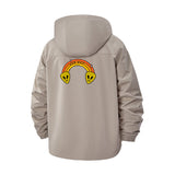Retro Smiley Headphones Unisex Full-Zip Printed Waterproof Hooded Windbreaker