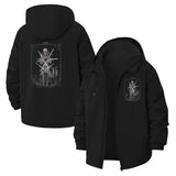 Skeleton Tarot Swords Unisex Full-Zip Printed Waterproof Hooded Windbreaker