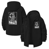 Demonic Cat and Skulls Unisex Full-Zip Printed Waterproof Hooded Windbreaker