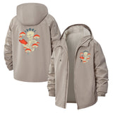 Skeleton and Mushroom Unisex Full-Zip Printed Waterproof Hooded Windbreaker