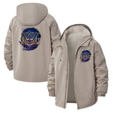 Geometric Mandala Unisex Full-Zip Printed Waterproof Hooded Windbreaker