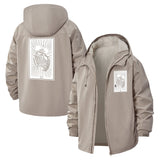 Tarot Skeleton Unisex Full-Zip Printed Waterproof Hooded Windbreaker