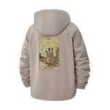 Tarot Card Raccoon Unisex Full-Zip Printed Waterproof Hooded Windbreaker