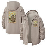 Tarot Card Raccoon Unisex Full-Zip Printed Waterproof Hooded Windbreaker