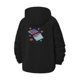 Retro Cassette Player Unisex Full-Zip Printed Waterproof Hooded Windbreaker