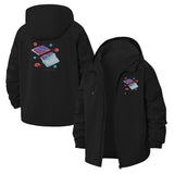 Retro Cassette Player Unisex Full-Zip Printed Waterproof Hooded Windbreaker