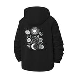 Celestial Floral Unisex Full-Zip Printed Waterproof Hooded Windbreaker