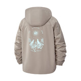 Warship Illustration Unisex Full-Zip Printed Waterproof Hooded Windbreaker