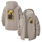 Tarot Cat Ace of Wands Unisex Full-Zip Printed Waterproof Hooded Windbreaker