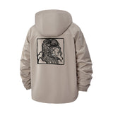 Abstract Line Art Unisex Full-Zip Printed Waterproof Hooded Windbreaker