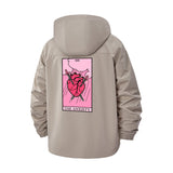 Tarot Anxiety Heart Unisex Full-Zip Printed Waterproof Hooded Windbreaker