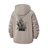 Abstract Skull Art Unisex Full-Zip Printed Waterproof Hooded Windbreaker