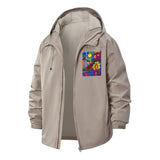 Psychedelic Art Collage Unisex Full-Zip Printed Waterproof Hooded Windbreaker