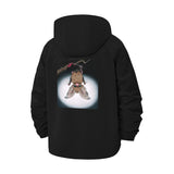 Bat Illustration Unisex Full-Zip Printed Waterproof Hooded Windbreaker