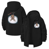 Bat Illustration Unisex Full-Zip Printed Waterproof Hooded Windbreaker
