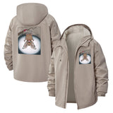 Bat Illustration Unisex Full-Zip Printed Waterproof Hooded Windbreaker