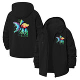 Vibrant Fish Graphic Unisex Full-Zip Printed Waterproof Hooded Windbreaker