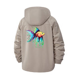 Vibrant Fish Graphic Unisex Full-Zip Printed Waterproof Hooded Windbreaker