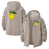 Quirky Lemon Face Unisex Full-Zip Printed Waterproof Hooded Windbreaker