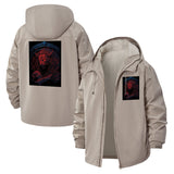 Fiery Demon Art Unisex Full-Zip Printed Waterproof Hooded Windbreaker