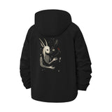 Dark Rabbit Art Unisex Full-Zip Printed Waterproof Hooded Windbreaker