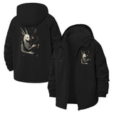 Dark Rabbit Art Unisex Full-Zip Printed Waterproof Hooded Windbreaker