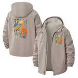 Whimsical Deer Unisex Full-Zip Printed Waterproof Hooded Windbreaker