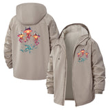 Neon Jellyfish Unisex Full-Zip Printed Waterproof Hooded Windbreaker