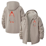 Quirky Triangle Character Unisex Full-Zip Printed Waterproof Hooded Windbreaker