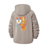 Animal Band Unisex Full-Zip Printed Waterproof Hooded Windbreaker