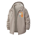 Animal Band Unisex Full-Zip Printed Waterproof Hooded Windbreaker