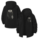 Owl Illustration Unisex Full-Zip Printed Waterproof Hooded Windbreaker