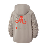 Whimsical Octopus Unisex Full-Zip Printed Waterproof Hooded Windbreaker