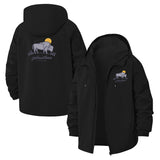 Wildlife Bison Unisex Full-Zip Printed Waterproof Hooded Windbreaker