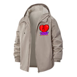 Pixel Broken Heart Unisex Full-Zip Printed Waterproof Hooded Windbreaker